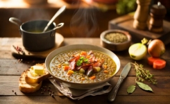 La soupe de lentilles au lard qui fait oublier le froid