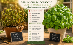 Basilic qui se dessèche : causes et solutions pour une plante toujours verte