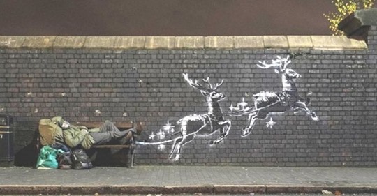 Banksy réalise une nouvelle oeuvre alertant sur la situation des sans-abri en période de Noël