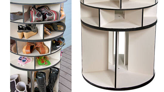 Rangement tournant pour les chaussures