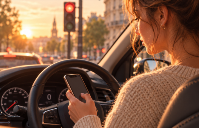 Toucher son téléphone lorsqu’on est arrêté à un feu rouge : que dit la loi ?